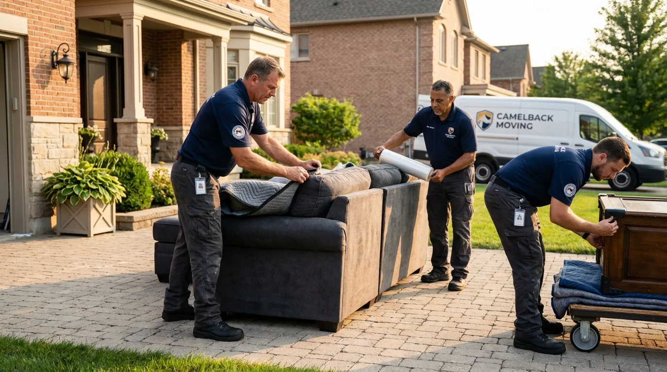 Large estate moving crew wrapping furniture in Potosi, MO